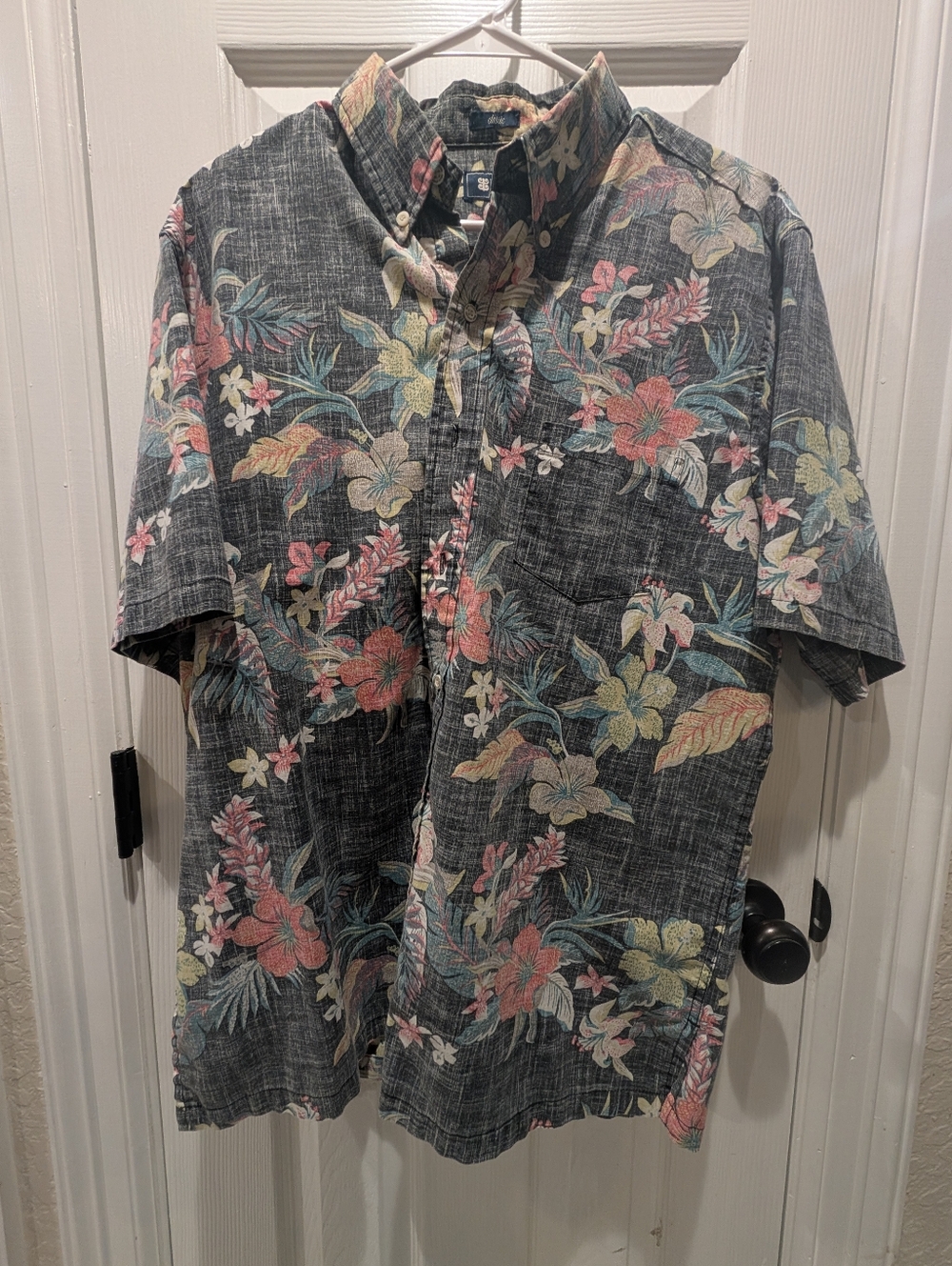 Reyn Spooner Floral Button-Up Shirt - Gray with Multicolor Floral Print